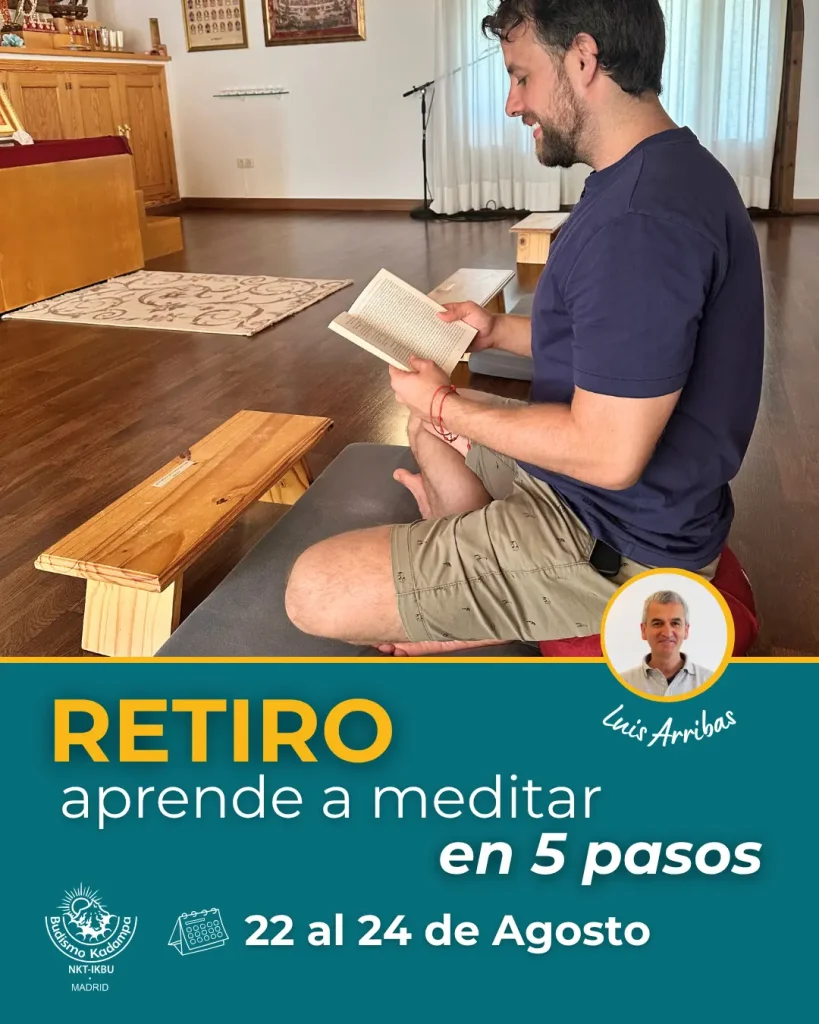 Participantes practicando meditación en un entorno natural, rodeados de árboles y serenidad en la Sierra de Madrid durante el retiro “Aprende a meditar en 5 pasos”.
